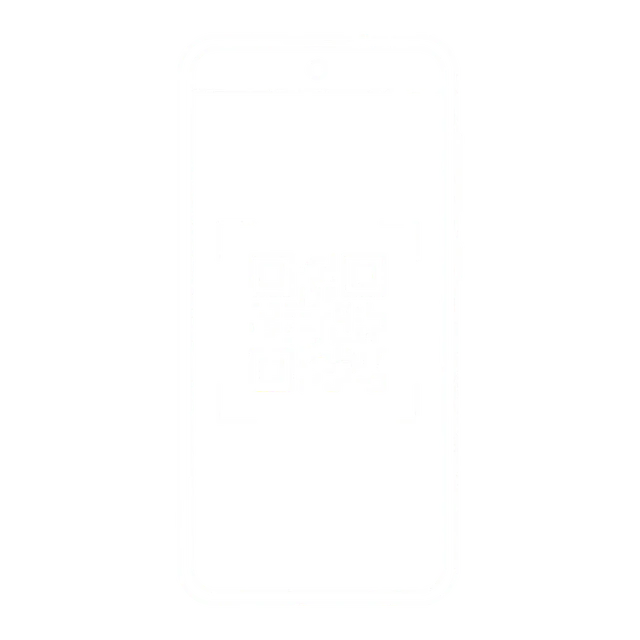 Line drawing of a phone camera reading a code